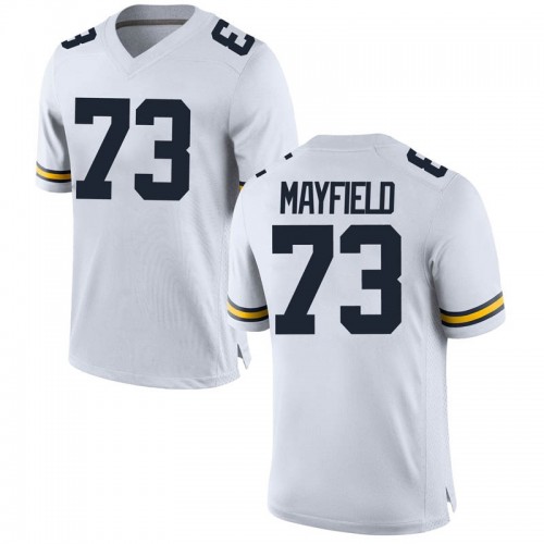 Jalen Mayfield Michigan Wolverines Men's NCAA #73 White Replica Brand Jordan College Stitched Football Jersey JJM7254SP